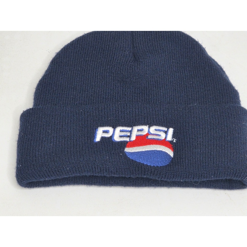 Vintage Pepsi Logo 3M Thinsulate Knit Beanie Navy Blue Cuffed Winter Hat...